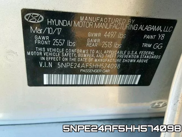 5NPE24AF5HH574098 фото 2