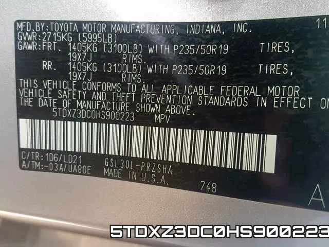 5TDXZ3DC0HS900223 фото 2