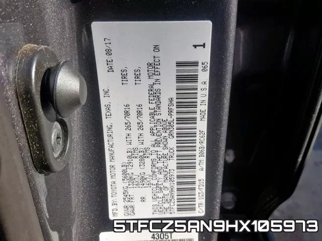 5TFCZ5AN9HX105973 фото 2