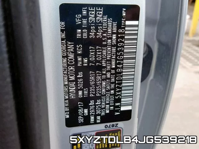 5XYZTDLB4JG539218 фото 2