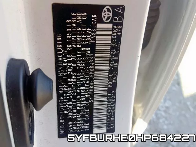 5YFBURHE0HP684227 фото 2