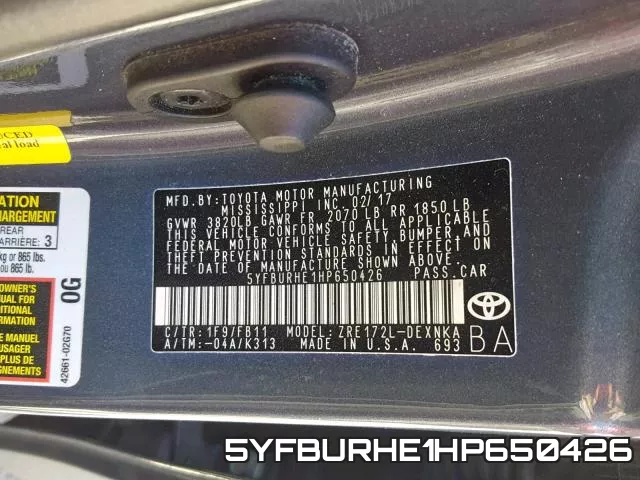 5YFBURHE1HP650426 фото 2
