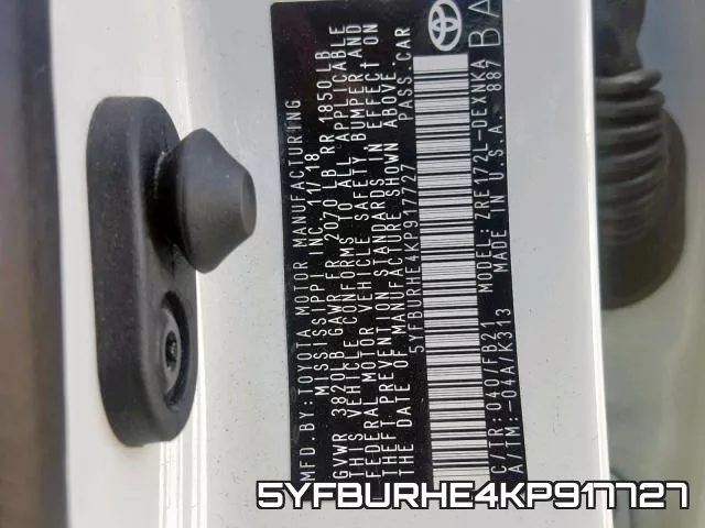5YFBURHE4KP917727 фото 2