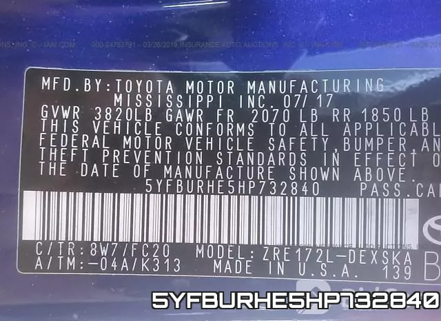 5YFBURHE5HP732840 фото 10