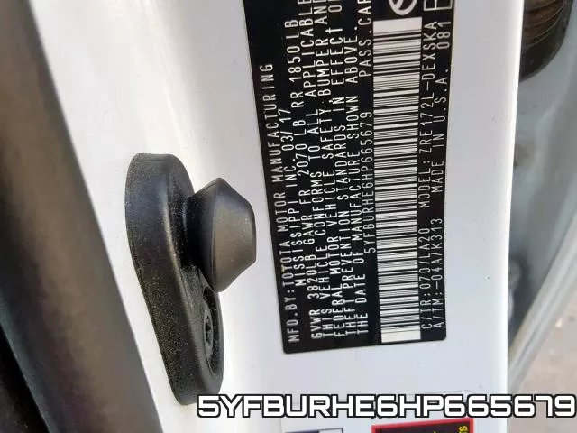 5YFBURHE6HP665679 фото 2