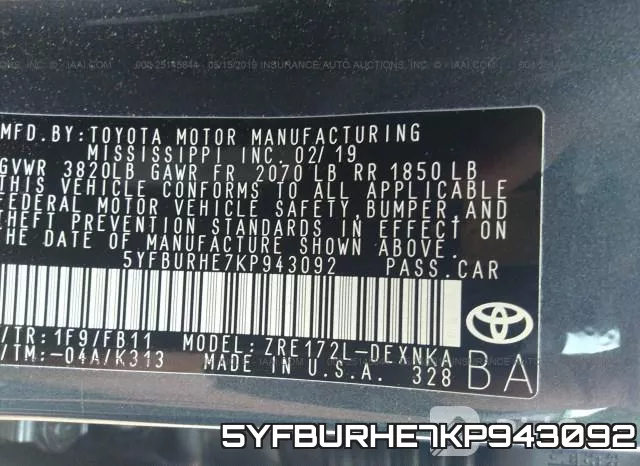5YFBURHE7KP943092 фото 10