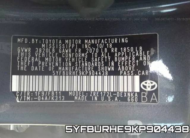5YFBURHE9KP904438 фото 10