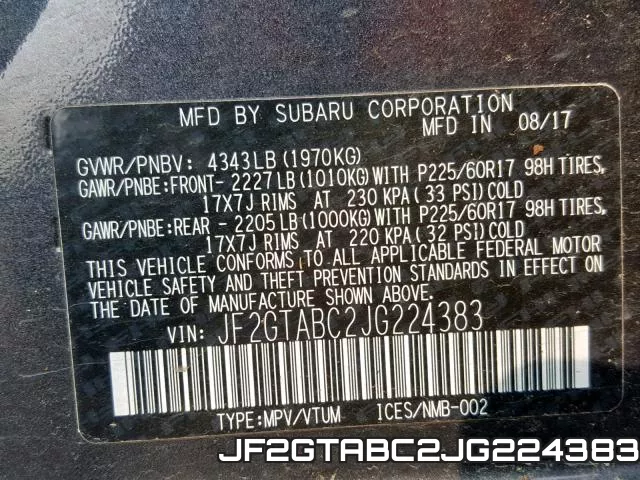 JF2GTABC2JG224383 фото 2