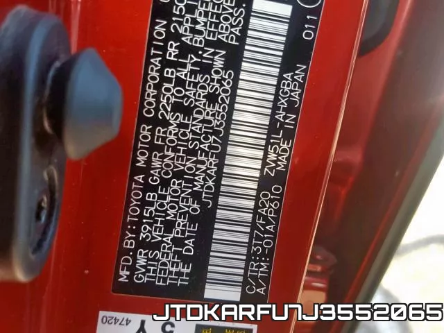 JTDKARFU7J3552065 фото 2