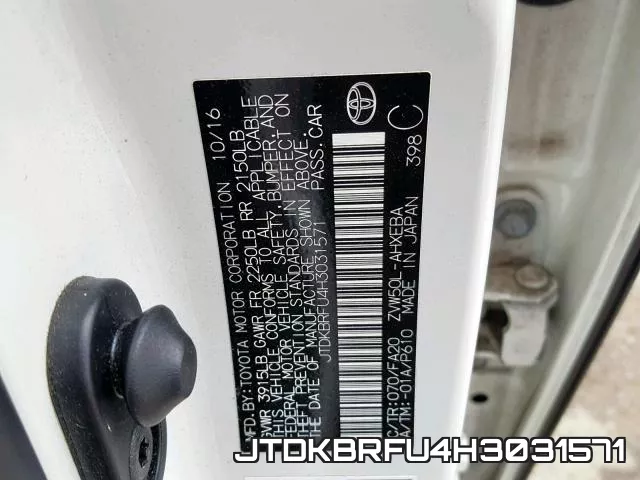 JTDKBRFU4H3031571 фото 2