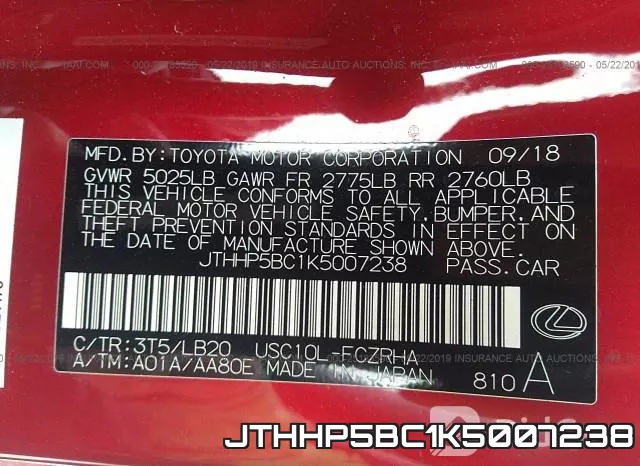 JTHHP5BC1K5007238 фото 10