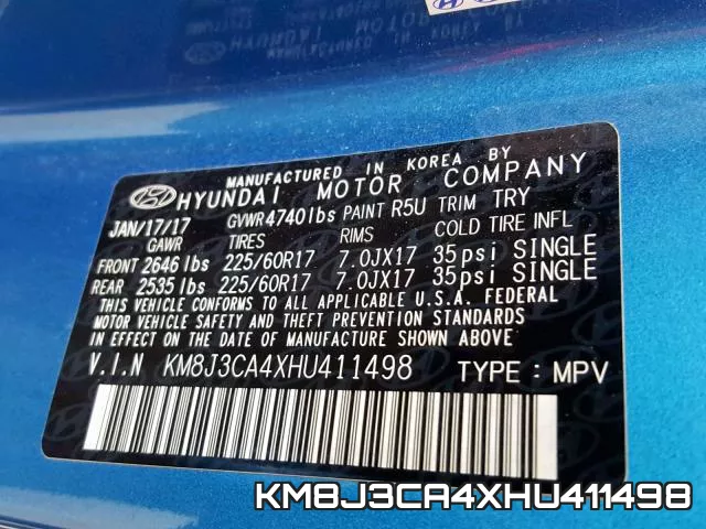 KM8J3CA4XHU411498 фото 2