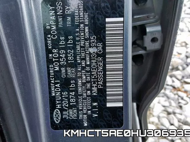 KMHCT5AE0HU306935 фото 2
