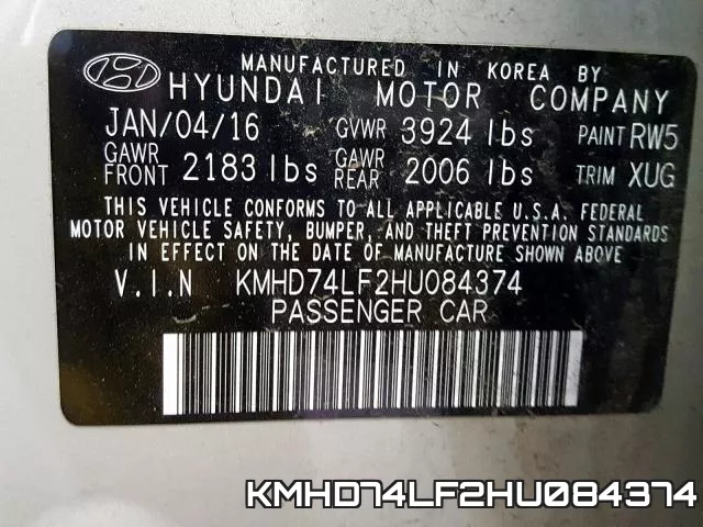 KMHD74LF2HU084374 фото 2