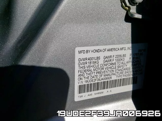 19UDE2F39JA006926 фото 2