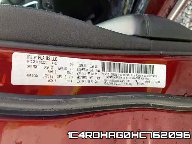 1C4RDHAG0HC762096 фото 2