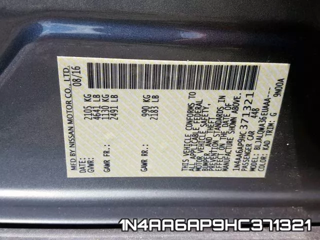 1N4AA6AP9HC371321 фото 2