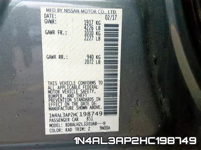 1N4AL3AP2HC198749 фото 2