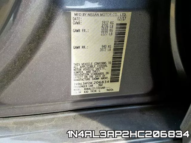 1N4AL3AP2HC206834 фото 2
