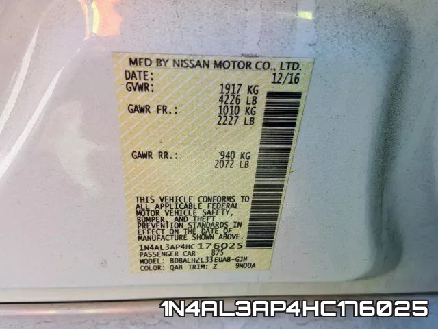1N4AL3AP4HC176025 фото 2