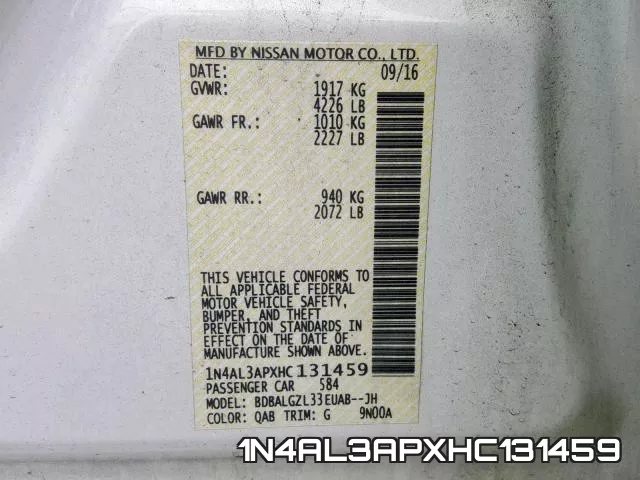 1N4AL3APXHC131459 фото 2