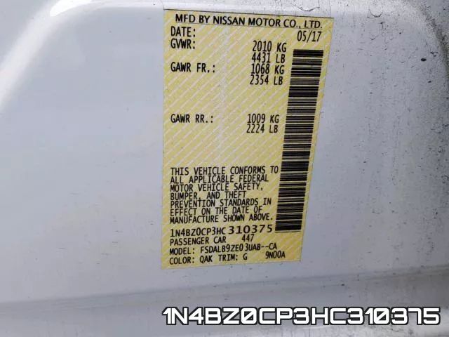 1N4BZ0CP3HC310375 фото 2