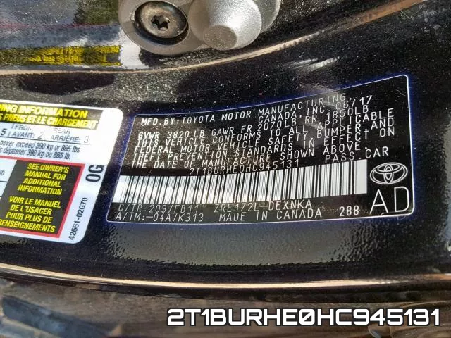 2T1BURHE0HC945131 фото 2