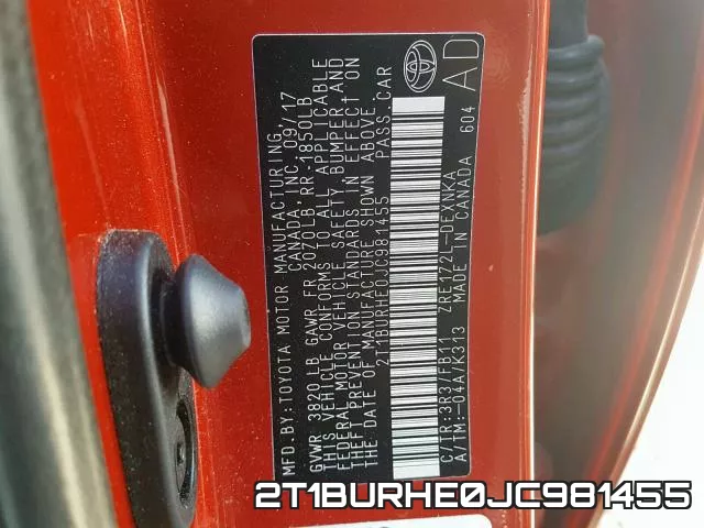 2T1BURHE0JC981455 фото 2