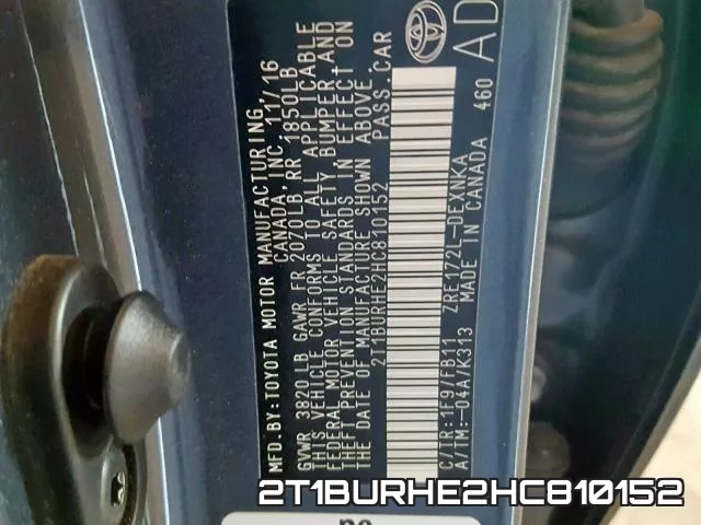 2T1BURHE2HC810152 фото 2
