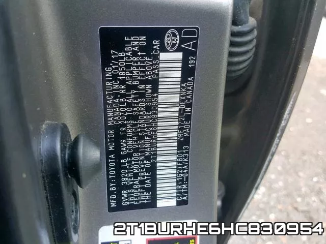 2T1BURHE6HC830954 фото 2