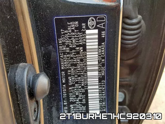 2T1BURHE7HC920310 фото 2