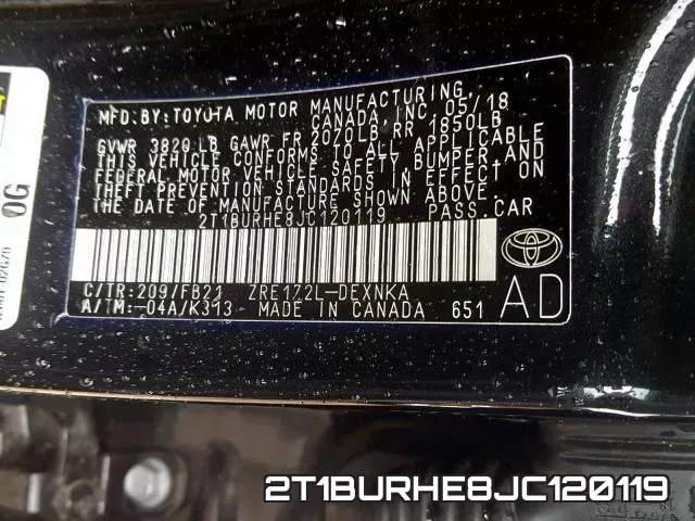 2T1BURHE8JC120119 фото 2