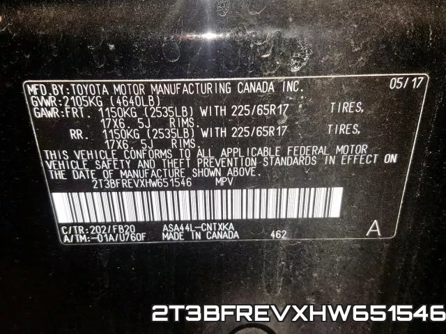 2T3BFREVXHW651546 фото 2