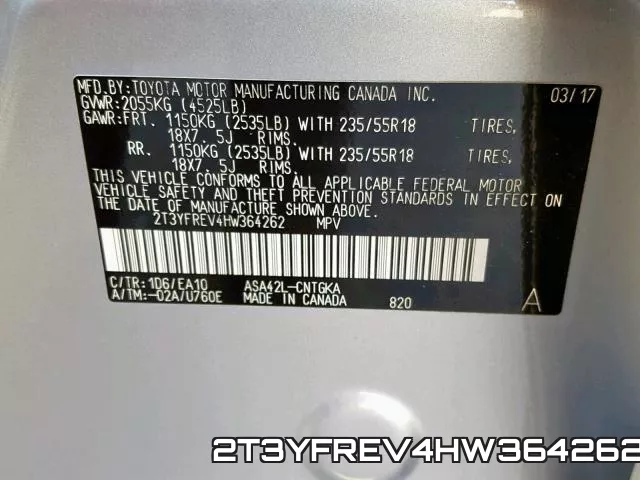 2T3YFREV4HW364262 фото 2