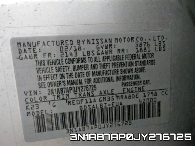 3N1AB7AP0JY276725 фото 2