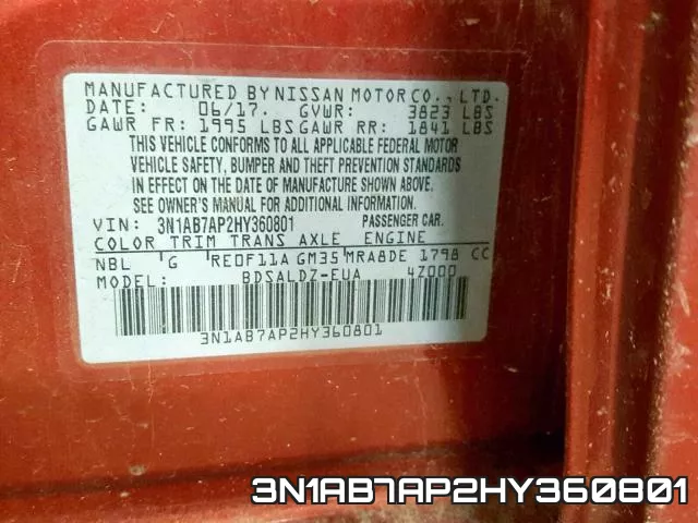 3N1AB7AP2HY360801 фото 2