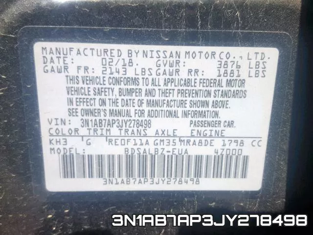 3N1AB7AP3JY278498 фото 2