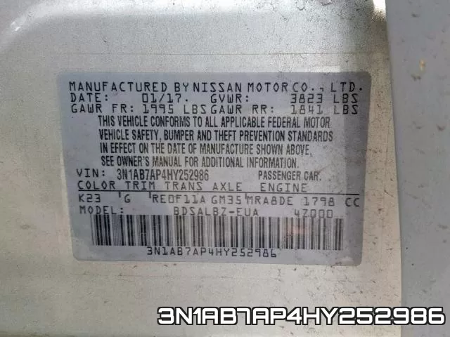 3N1AB7AP4HY252986 фото 2