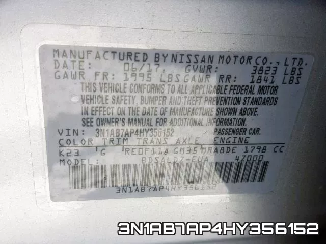 3N1AB7AP4HY356152 фото 2