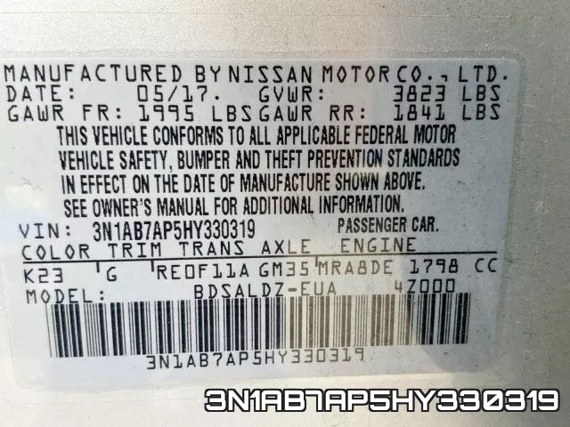 3N1AB7AP5HY330319 фото 2