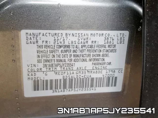 3N1AB7AP5JY235541 фото 2