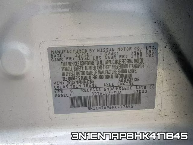 3N1CN7AP8HK417845 фото 2