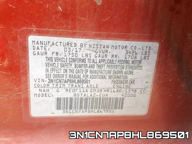 3N1CN7AP8HL869501 фото 2