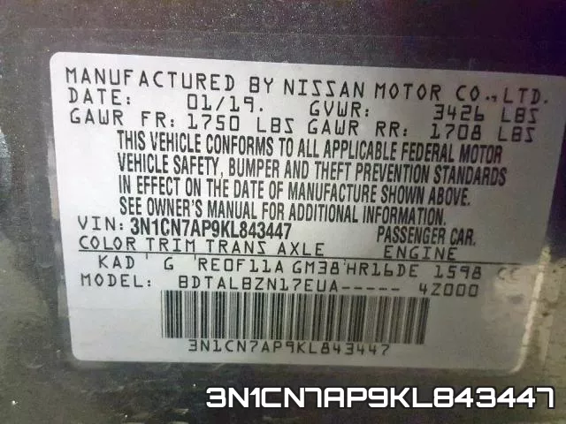 3N1CN7AP9KL843447 фото 2
