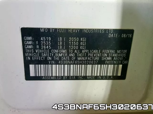 4S3BNAF65H3020637 фото 2