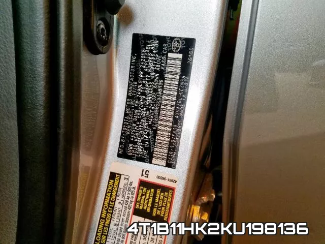 4T1B11HK2KU198136 фото 2