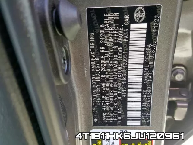 4T1B11HK5JU120951 фото 2