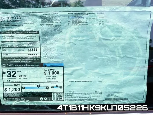 4T1B11HK9KU705226 фото 2