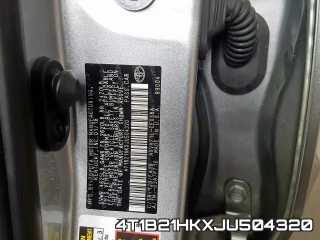 4T1B21HKXJU504320 фото 2