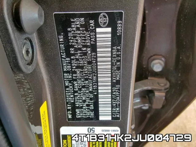 4T1B31HK2JU004729 фото 2